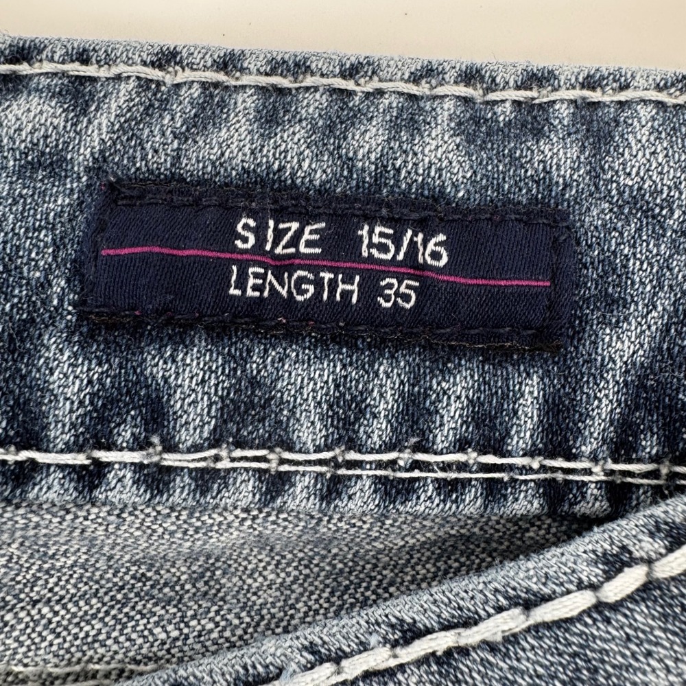 Vigoss‎ Chelsea Slim Boot Jeans Blue Contrast Stitch Bling Size 15/16 L35 (L32) - Picture 3 of 16